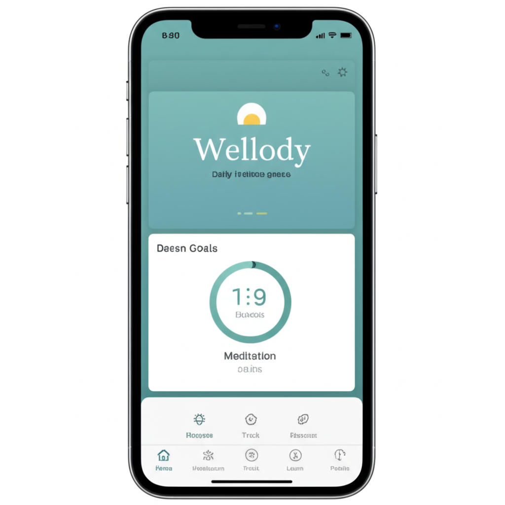 Mockup of the Wellody mobile application interface